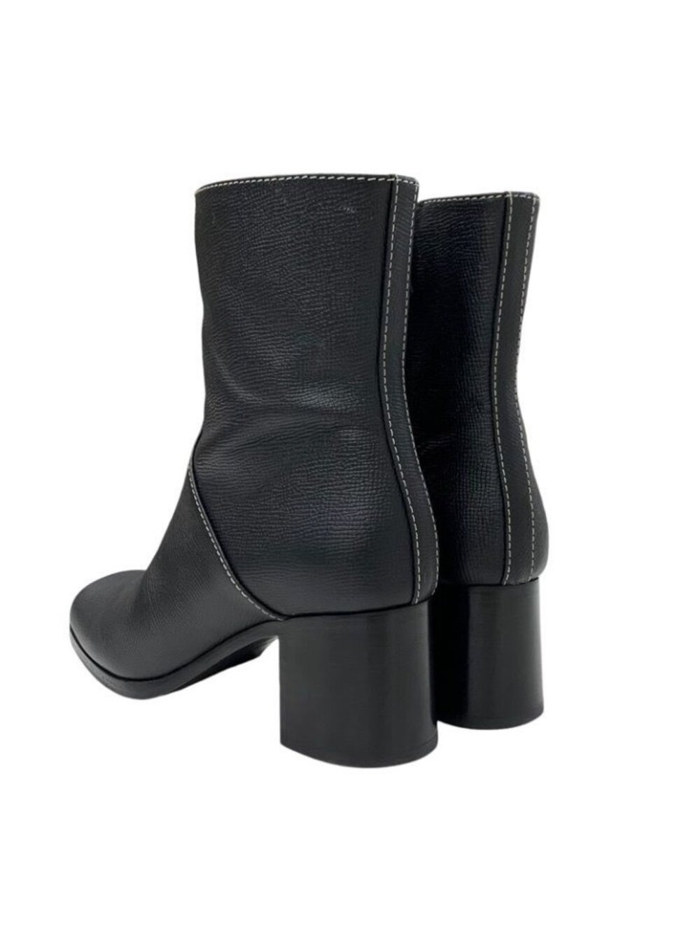 Hermes Flats Boots Short Shoes Leather Black Stitching - Picture 5 of 10